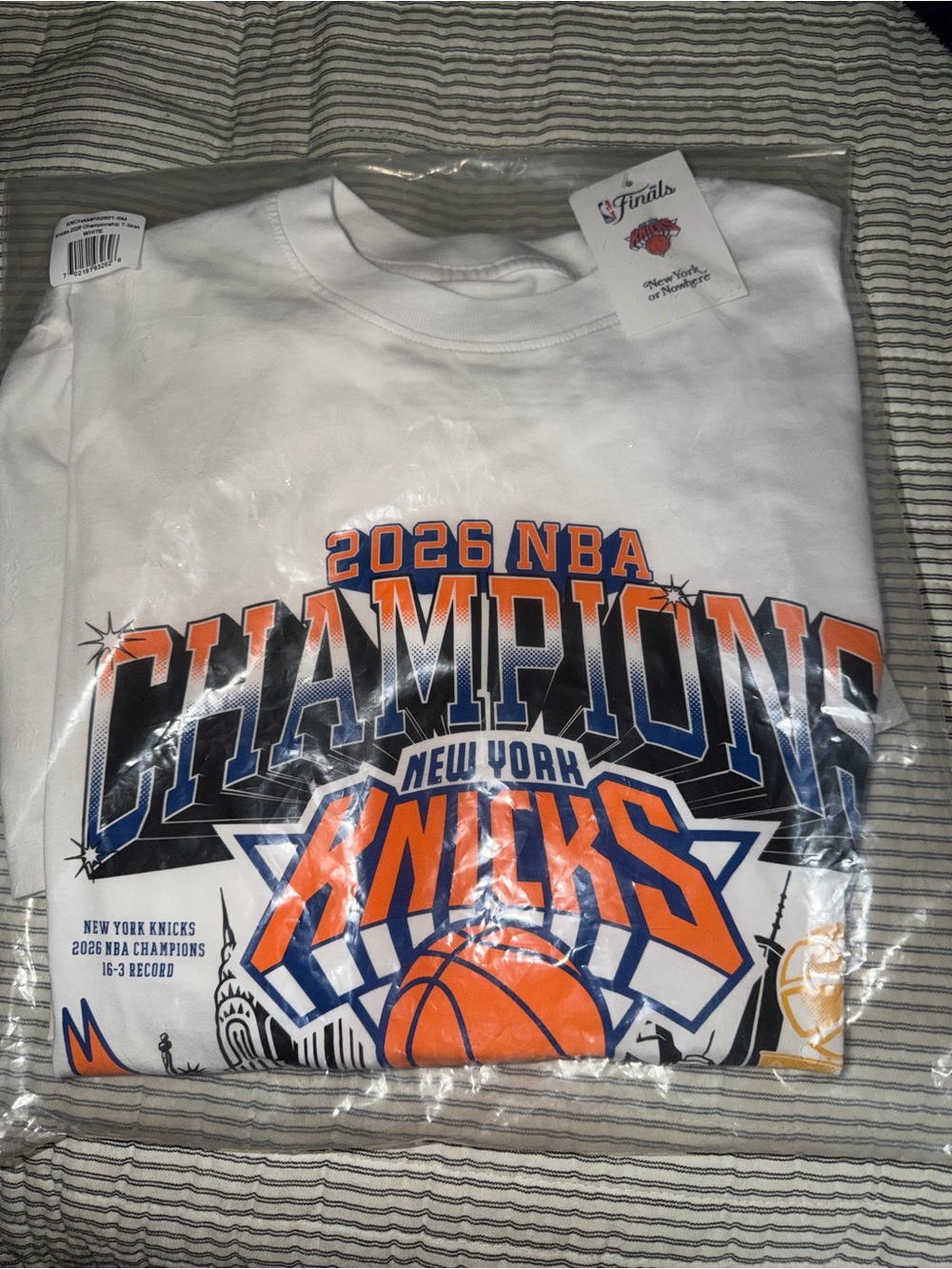 2026 NBA Champions New York Knicks Graphic Tee - White/Orange/Blue